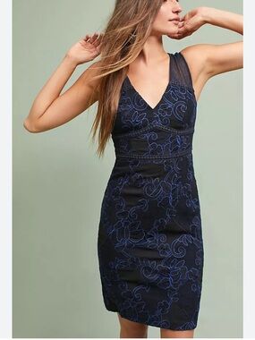 Anthropologie Moulinette Soeurs Ariana Lace Column Embroidered Dress Size 10